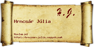 Hrncsár Júlia névjegykártya